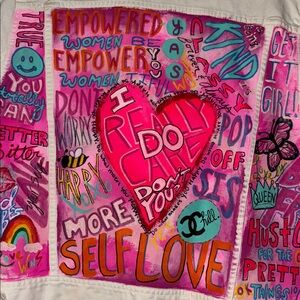 Custom Hand Painted Jean Jacket Empowered Woman Girl Boss